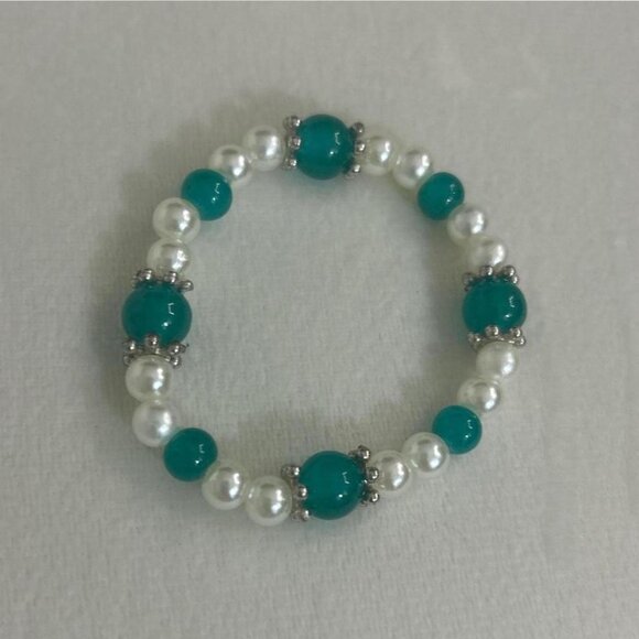 Turquoise and Silver Evil Eye Bracelet Set - Picture 4 of 4